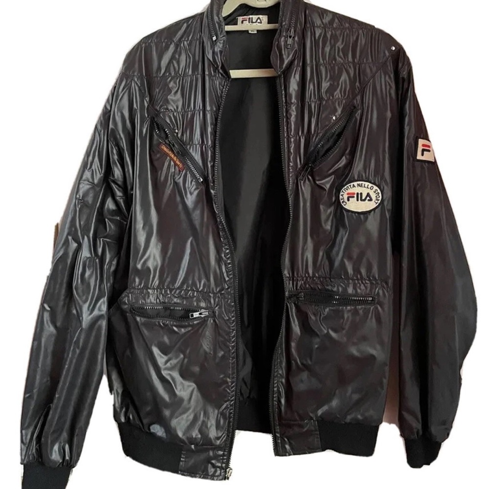 Fila Shiny Black Windbreaker Jacket